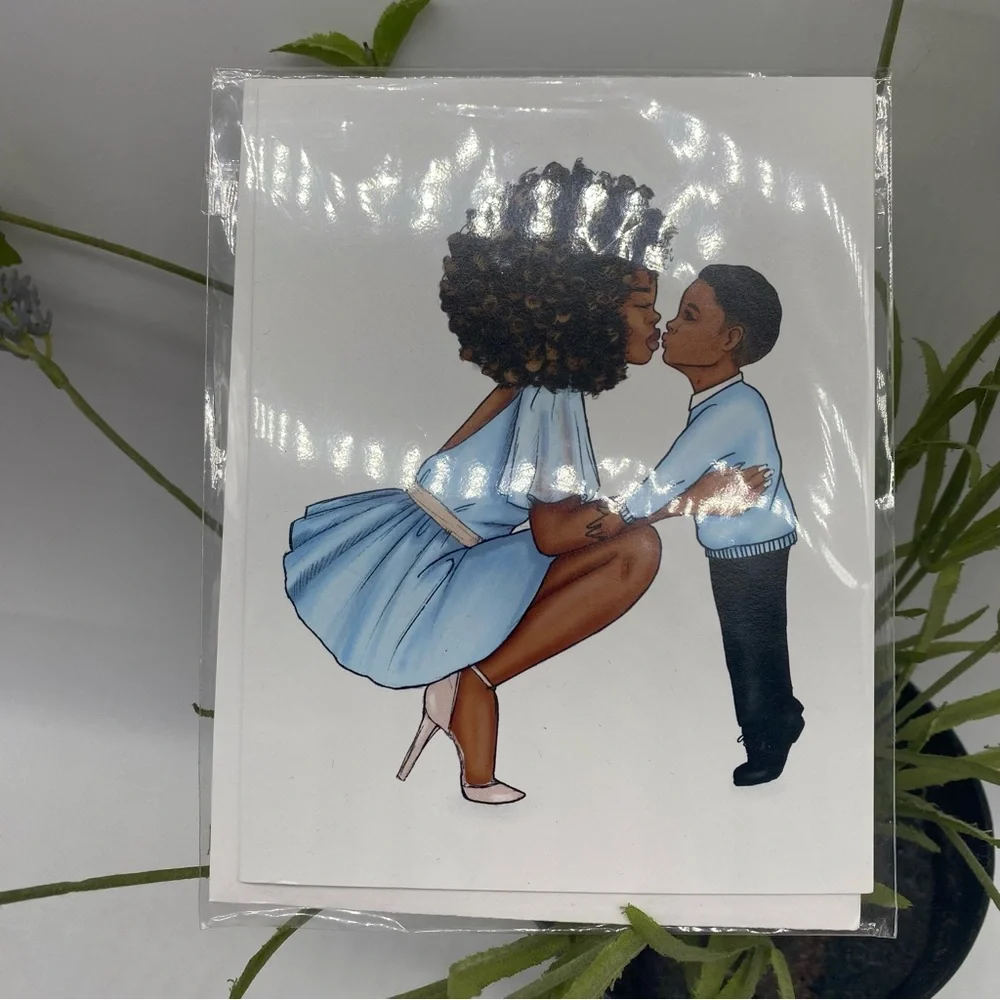Coco Michele Mom and Son Card, Mother’s Day Blue, 4.25″ x 5.5″